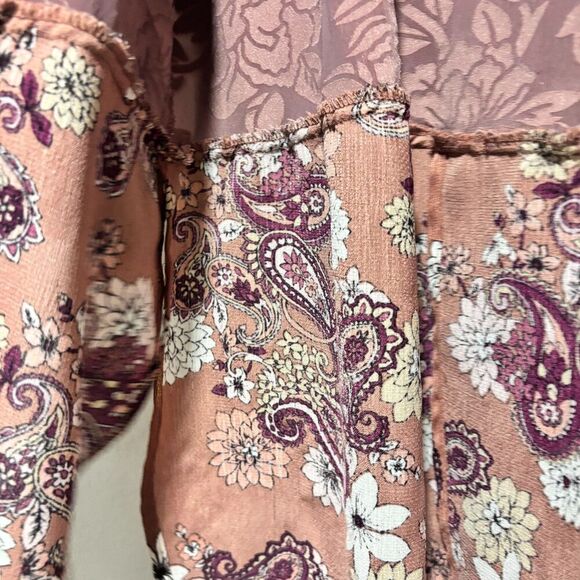 Ivy Jane Kimono Womens Multicolor S/M Floral Open Front Velvet Cardigan - Picture 6 of 9